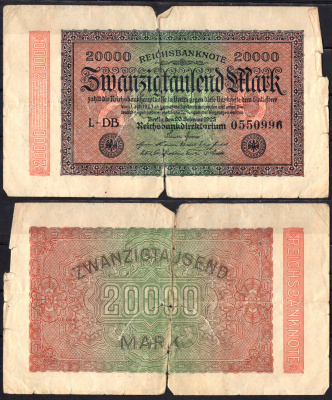 Германия 20000 марок 1924 Pick 85 b бумага 2192-24-2-2