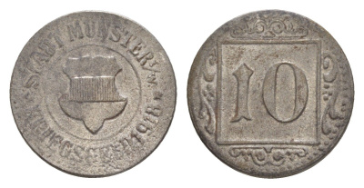 Мюнстер 10 пфеннигов 1918 Funck 350.3A, Men18 22668.1 железо 4643-1015