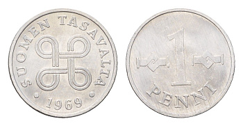 Финляндия 1 пенни 1969 KM 44a алюмний UNC 4649-165