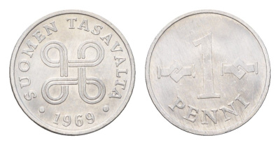 Финляндия 1 пенни 1969 KM 44a алюмний UNC 4649-165