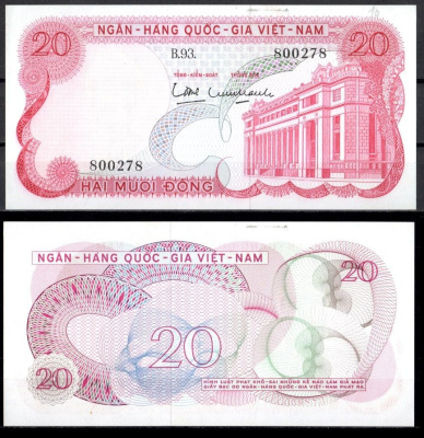 Вьетнам Южный 20 донг ND (1969) Pick 24 a бумага UNC (пресс) 7486-23-1-1