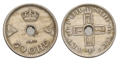 Норвегия 50 эре 1949 Хокон VII (1905-1957) KM 386 медно-никель 4638-1231