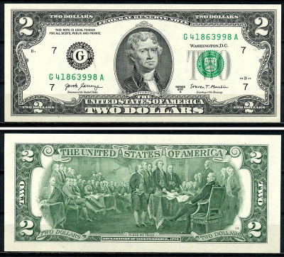 США 2 доллара 2017 Pick W545 бумага UNC (пресс) 7554-26-3-2