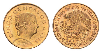 Мексика 5 сентаво 1973 Жозефа Ортис де Домингес KM 427 латунь  UNC  M73-09