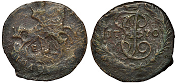 Россия полушка 1770 ЕМ, Екатерина II (1762-1796) Биткин 750 медь 219-947