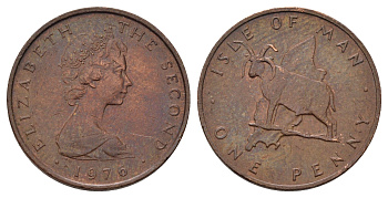 Остров Мэн 1 пенни 1976 Елизавета II (1952-2022) KM 33 бронза 4682-454