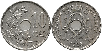 Бельгия 10 сантимов 1926/5 Belgique KM 85.1 медно-никель 4606-1114