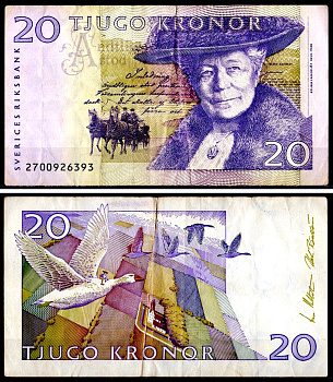 Швеция 20 крон 2002 Pick 63 a бумага 6317-28-3-2
