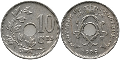 Бельгия 10 сантимов 1926/5 Belgique KM 85.1 медно-никель 4606-1114