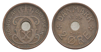 Дания 2 эре 1927 HCN, Кристиан X (1912-1947) KM 827 бронза 4639-728