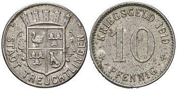 Тройхтлинген (Бавария) 10 пфеннигов 1919 Funck 547.4A, Men18 31466.7 железо 4380-137