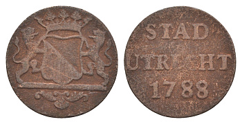 Нидерланды, Голландская республика, Утрехт 1 дуит 1788 KM 91 медь 4659-162