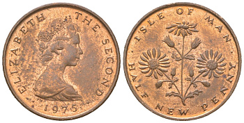 Остров Мэн 1/2 пенни 1975 KM 19 бронза UNC 4611-443