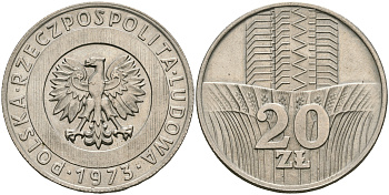 Польша 20 злотых 1973 монетный двор Кремница KM 67, Parchimowicz 245a медно-никель UNC 08-816