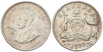 Австралия 6 пенсов 1927 Георг V (1910-1936) KM 25 серебро 4615-127