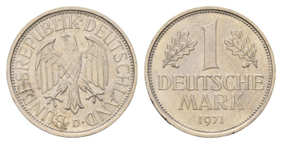 ФРГ 1 марка 1971 D KM 110, J. 385 медно-никель UNC 3459-947