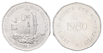 Италия медаль "Полиграфический институт и государственный монетный двор Италии" 1980 диаметр 31 мм, вес 3,7 гр алюминий UNC 4667-1043