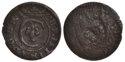 Ливония, Рига, шведская оккупация солид (шиллинг) 1648? Кристина (1634-1654) KM 21 серебро 1527-625