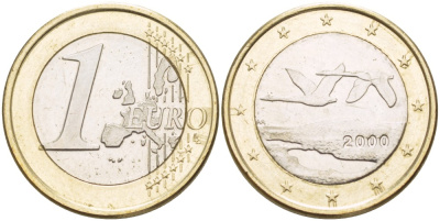ФИНЛЯНДИЯ 1 ЕВРО 2000 М KM 104 биметалл 180-1116