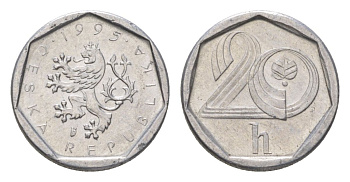 Чехия 20 геллеров 1995 KM 2.1 алюминий 4623-759