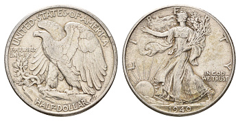 США 1/2 доллара (50 центов) 1940 KM 142 серебро 4127-2142