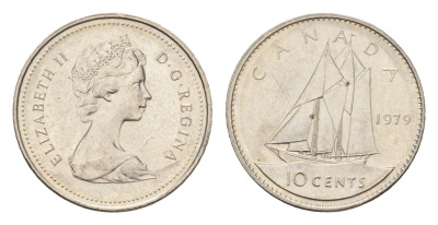 Канада 10 центов 1979 Елизавета II (1952-2022), парусник KM 77 никель 4689-547