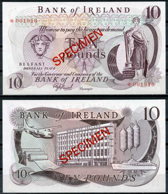 Северная Ирландия 1, 1, 5, 5, 10, 10 и 100 фунтов ND (1974-1978) образец, Specimen, № 001916 Pick 61 s, 62 s, 63 s, 64 s, 247 s, 248 s, 249 s  бумага  UNC (пресс) 451-268-1