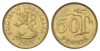 Финляндия 50 пенни 1981 KM 48 алюминиевая бронза UNC 4678-1117