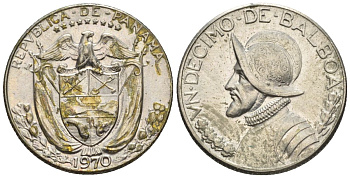 Панама 1/10 бальбоа 1970  KM 10 медь плакированная медно-никелем  aUNC  4609-911