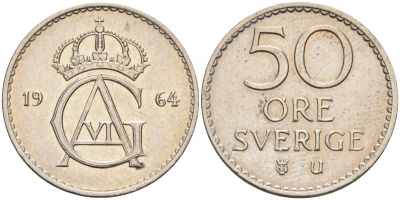 Швеция 50 эре 1964 Густав VI Адольф (1950-1973) KM 837 медно-никель 4582-751