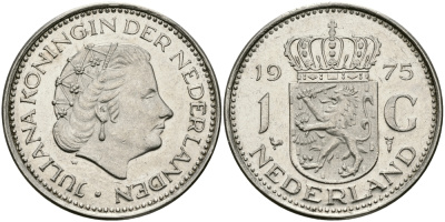 Нидерланды 1 гульден 1975 Юлиана (1948-1980) KM 184а никель 94-636