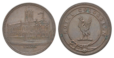 Великобритания, Ливерпуль 1/2 пенни ND (1800) Ливерпульский Королевский Колизей, вес 6,67 гр, диаметр 24 мм бронза 1528-1042