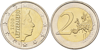 Люксембург 2 евро 2009 KM 82 биметалл 4148-822