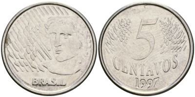 БРАЗИЛИЯ 5 СЕНТАВО 1997 KM 632 сталь 87-434