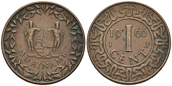 Суринам 1 цент 1966 KM 11 бронза 4564-716