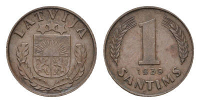 Латвия 1 сантим 1939 KM 10 бронза 4679-224
