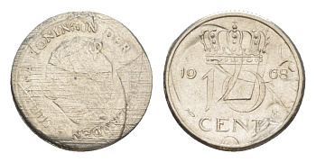 Нидерланды 10 центов 1968 Юлиана (1948-1980) KM 182 никель 4615-463