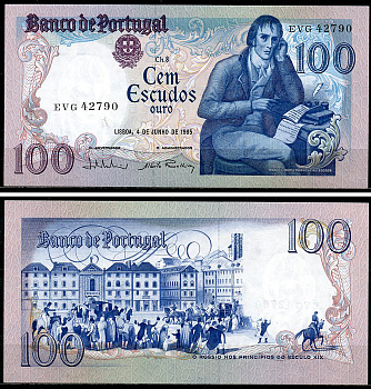 Португалия 100 эскудо 1985 Мануэл ду Бокаже, площадm Росиу Pick 178 d (5)  бумага  UNC (пресс) 6294-76-2-1