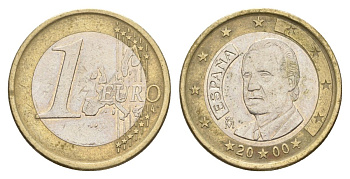 Испания 1 евро 2000 Хуан Карлос I KM 1046 биметалл 4629-356