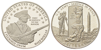 США 1/2 доллара 2011 D, Армия США, в оригинальной упаковке, с сертификатом KM 506 медь плакированная медно-никель PROOF 8-2-05-08