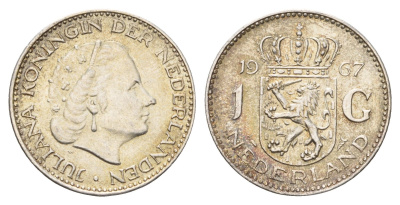 Нидерланды 1 гульден 1967 Юлиана (1948-1980) KM 184 серебро 4676-1133