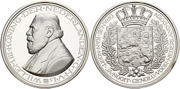 Нидерланды медаль ND Виллем III, король Нидерландов  серебро  PROOF  11-132-21