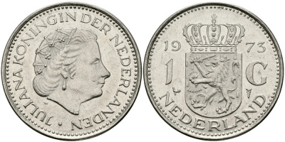 Нидерланды 1 гульден 1973 Юлиана (1948-1980) KM 184a никель 94-635