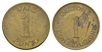 Италия жетон на 1 пинту пива диаметр 25,5 мм, вес 7,2 гр латунь 4670-1013