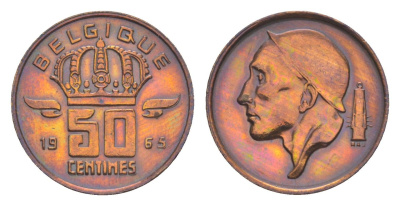 Бельгия 50 сантимов 1965 Belgique, Бодуэн I (1951-1993) KM 148 бронза 4169-1147