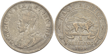 Британская Восточная Африка 1 шиллинг 1924 Георг V (1910-1936) KM 21 серебро 216-952