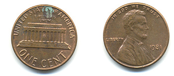 США 1 ЦЕНТ 1981 ЛИНКОЛЬН KM 201 медь цинк 86-125