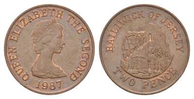 Джерси 2 пенса 1987 Елизавета II (1952-2022), Сент-Хелиер KM 55 бронза 4118-332