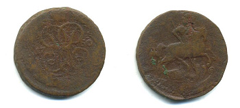 РОССИЯ 1 КОПЕЙКА 1760 медь 61-834