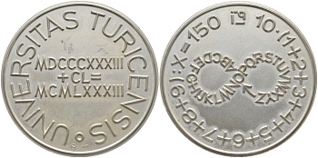 Швейцария медаль 1983 150 ЛЕТ ЦЮРИХСКОМУ УНИВЕРСИТЕТУ (1833 + 150 = 1983), диаметр 42 мм., ПРОБА 900, вес 33,21 гр. серебро 05-140-33